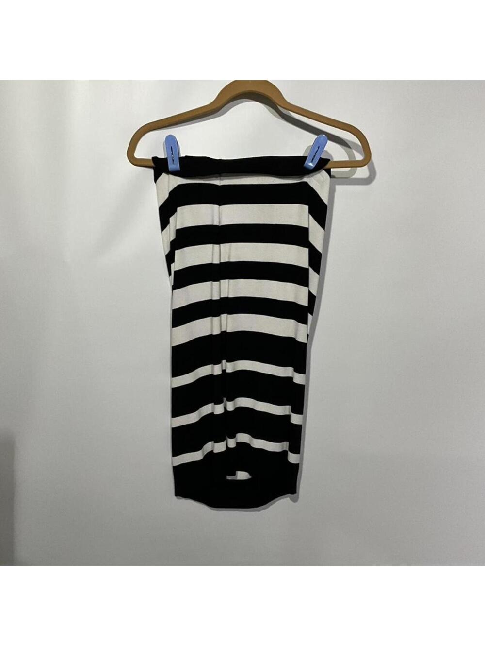 Belle Sky Black and White Striped Knit Dress Medium